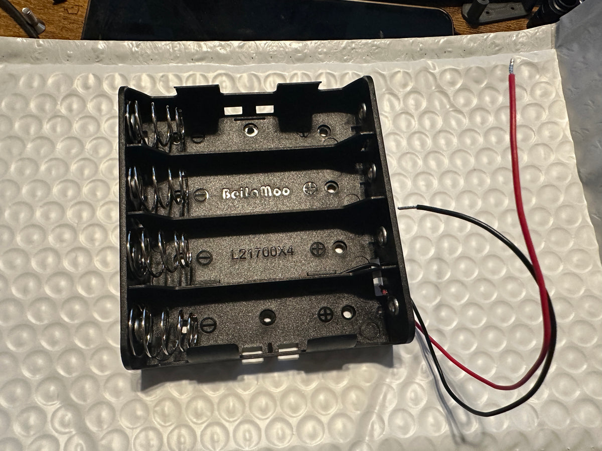 21700 - Parallel 4 cell Battery Holder with Wire Leads